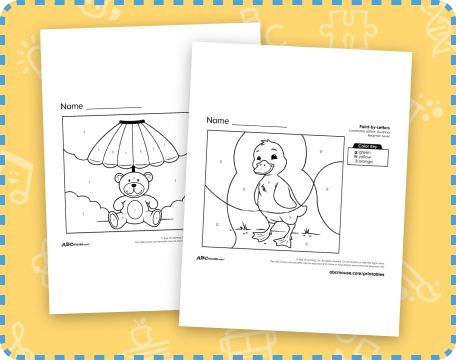 Free printable color by letter reading worksheets for preschoolers by ABCmouse.com.
