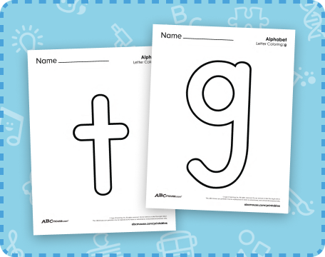 Free printable ABCmouse lower case letter preschool alphabet coloring sheets. 