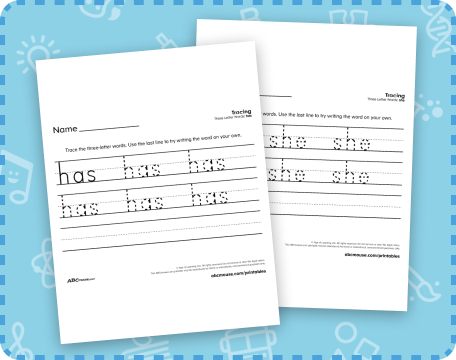 Free printable three letter sight word reading worksheets from ABCmouse.com.
