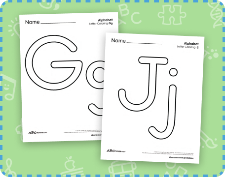 Free printable ABCmouse upper and lower case preschool letter coloring sheets. 