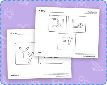 Free printable ABCmouse letter group preschool alphabet coloring sheets. 