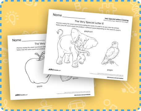 Free printable vowel coloring pages from ABCmoue.com.