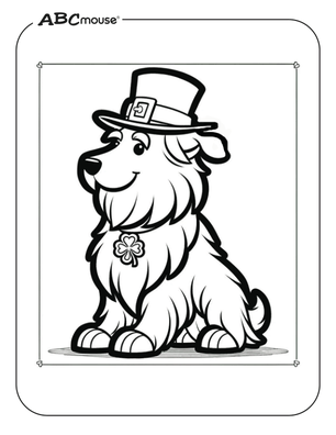 Free ABCmouse printable coloring page of St. Patrick's Day dog. 