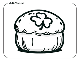 Free ABCmouse printable coloring page of St. Patrick's Day bread. 