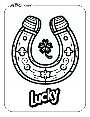 Free ABCmouse printable coloring page of St. Patrick's Day lucky horseshoe. 