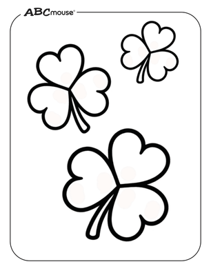 Free ABCmouse printable coloring page of St. Patrick's Day shamrocks. 