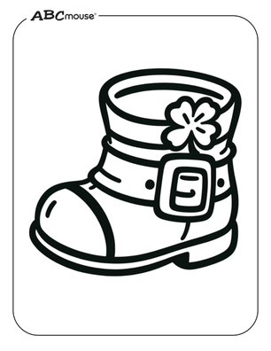 Free ABCmouse printable coloring page of St. Patrick's Day shoe. 