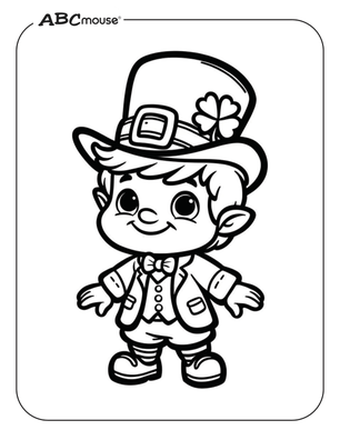 Free ABCmouse printable coloring page of St. Patrick's Day lucky leprechaun. 