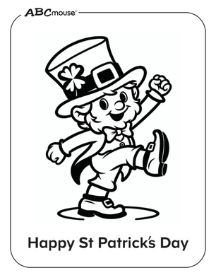 Free ABCmouse printable coloring page of Happy St. Patrick's Day leprechaun. 