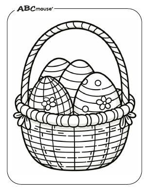 Free printable Easter basket with eggs coloring page from ABCmouse.com 