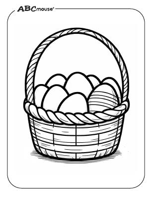 Free printable Easter basket with eggs coloring page from ABCmouse.com 
