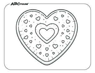 Free printable Valentines Day coloring page heart sugar cookie. 
