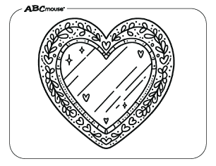 Free printable Valentines Day coloring page heart mirror. 