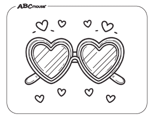 Free printable Valentines Day coloring page heart sunglasses. 