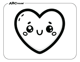 Free printable Valentines Day coloring page smiling heart. 