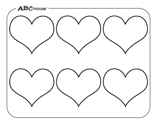 Free printable Valentines Day coloring page 6 heart outlines. 