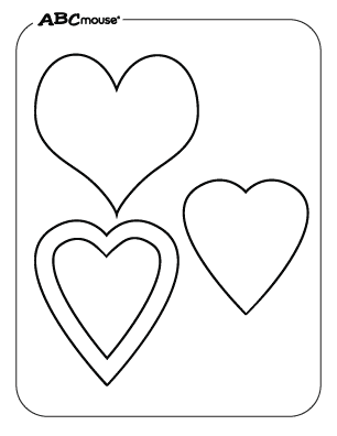 Free printable Valentines Day coloring page 3 outline hearts. 