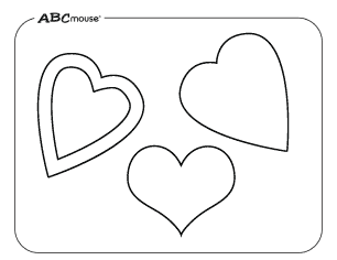 Free printable Valentines Day coloring page 3 heart outlines. 
