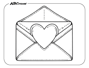 Free printable Valentines Day coloring page heart envelope. 
