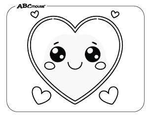 Free printable Valentines Day coloring page smiling heart. 