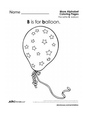 Free printable letter b is for balloon coloring worksheet from ABCmouse.com. 