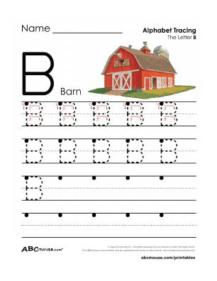 Free printable capital letter B tracing worksheet from ABCmouse.com. 