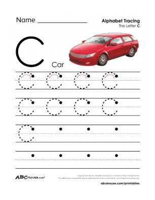 Free printable capital letter C tracing worksheet from ABCmouse.com. 