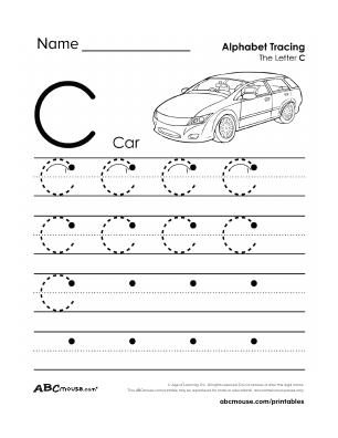 Free printable capital letter C tracing worksheet from ABCmouse.com. 
