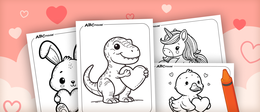 Free printable Valentines Day coloring pages from ABCmouse.com. 