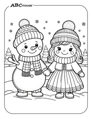 Free printable snowmen couple coloring page. 