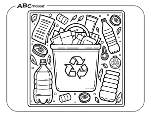 Recycle plastic free printable earth day coloring page. 