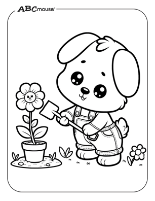 Planting flowers free printable earth day coloring page. 