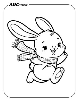 Free printable Easter bunny running coloring page from ABCmouse.com. 