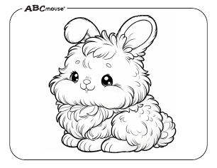Free printable fluffy Easter bunny coloring page from ABCmouse.com. 