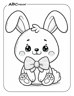 Free printable Easter bunny with a cute bowtie coloring page from ABCmouse.com. 