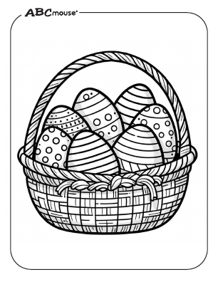 Free printable coloring page of an Easter Egg basket from ABCmouse.com. 