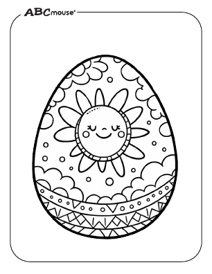 Free printable coloring page of an Easter Egg with a sun from ABCmouse.com. 