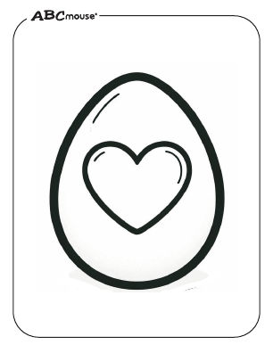 Free printable coloring page of an Easter Egg with a heart from ABCmouse.com. 