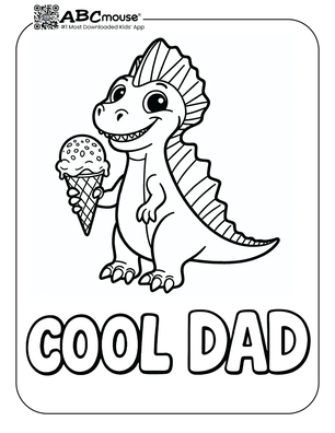 Cool dad dinosaur. Free printable coloring page from ABCmoues.com. 