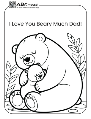 I love you beary much polar bears hugging. Free printable coloring page from ABCmoues.com. 