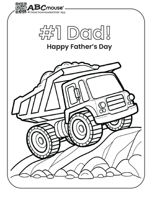 #1 dad Happy Father's Day. Free printable coloring page from ABCmoues.com. 