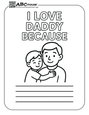 I love daddy because Fathers day free printable coloring page from ABCmoues.com. 
