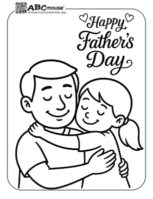 Happy Father's Day hug. Free printable coloring page from ABCmoues.com. 
