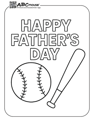 Happy Father's Day baseball. Free printable coloring page from ABCmoues.com. 