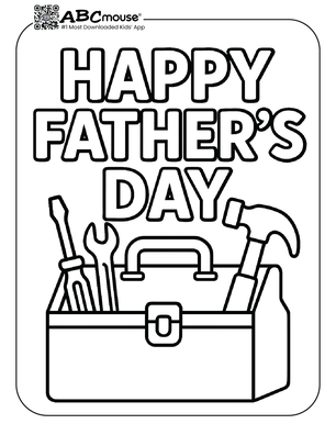 Happy Father's Day toolbox. Free printable coloring page from ABCmoues.com. 