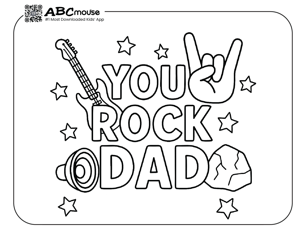 You Rock dad! Happy Father's Day free printable coloring page from ABCmoues.com. 