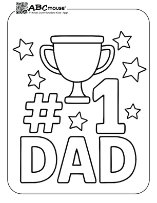 #1 Dad Happy Father's Day free printable coloring page from ABCmoues.com. 