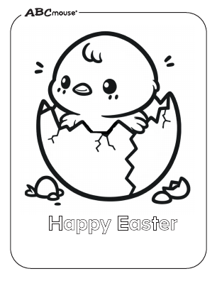 Free printable Happy Easter chick coloring page from ABCmouse.com. 