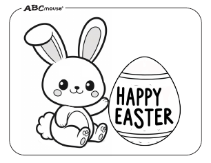 Free printable Happy Easter bunny coloring page from ABCmouse.com. 