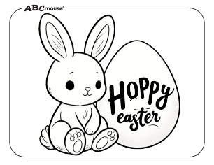 Free printable Hoppy Easter bunny coloring page from ABCmouse.com. 